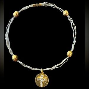 Seasonal Whispers Cross Silver/Gold Charm Bracelet size M